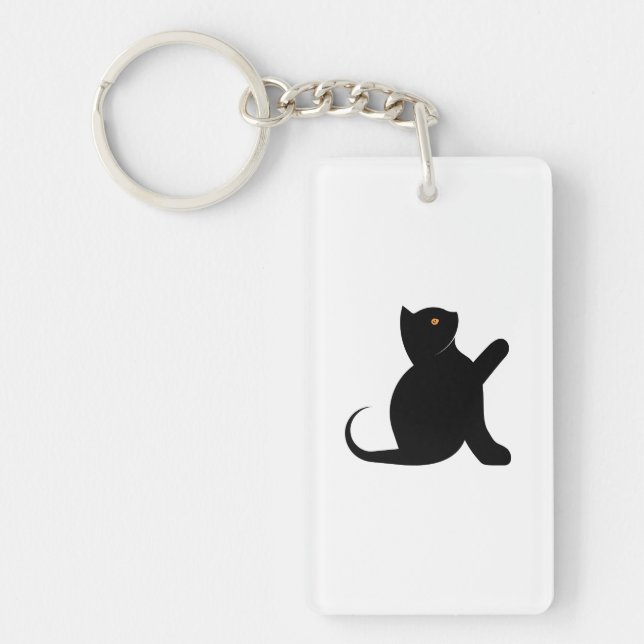 Cat Saying Hello Keychain (Front)