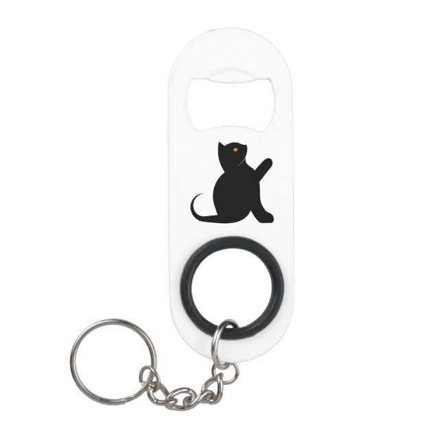 Cat Saying Hello Keychain Bottle Opener (Front)