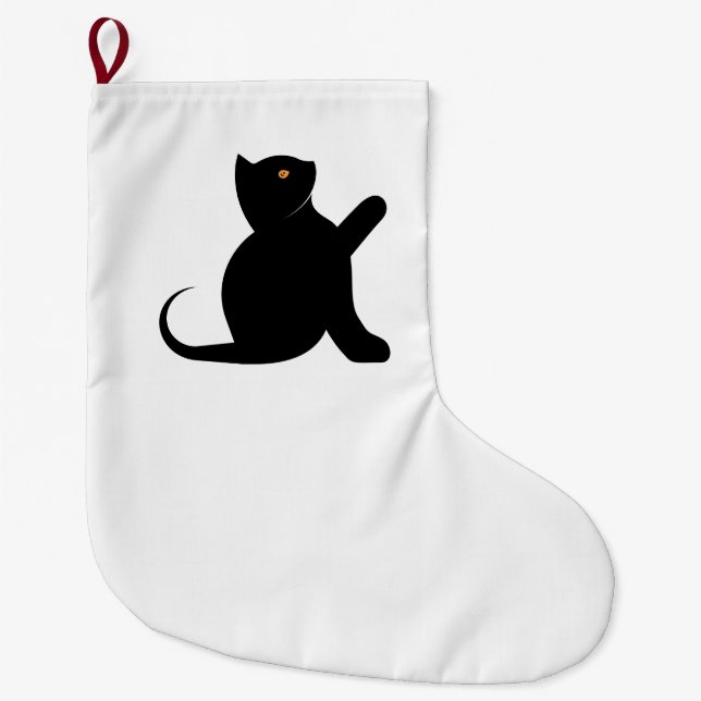Cat Saying Hello Large Christmas Stocking (Front)