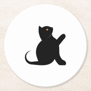 Cat Saying Hello Round Paper Coaster