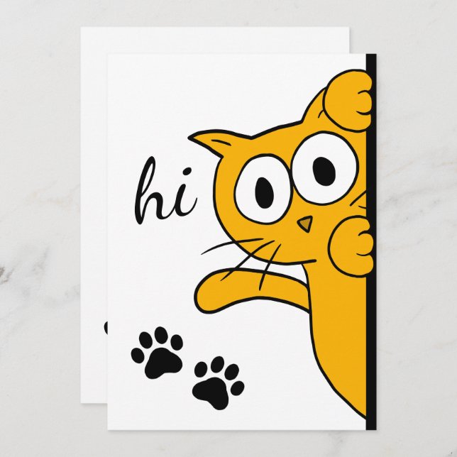 Cat Saying Hi Hello Flat Card (Front/Back)