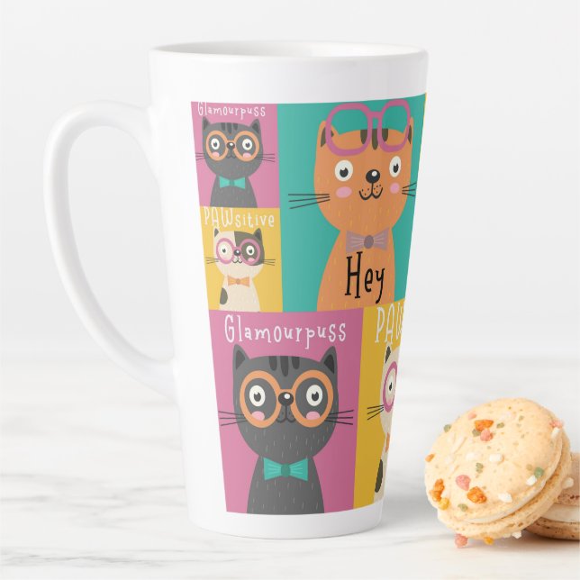 Cat Says Hey Funny Memes    Latte Mug (In Situ)