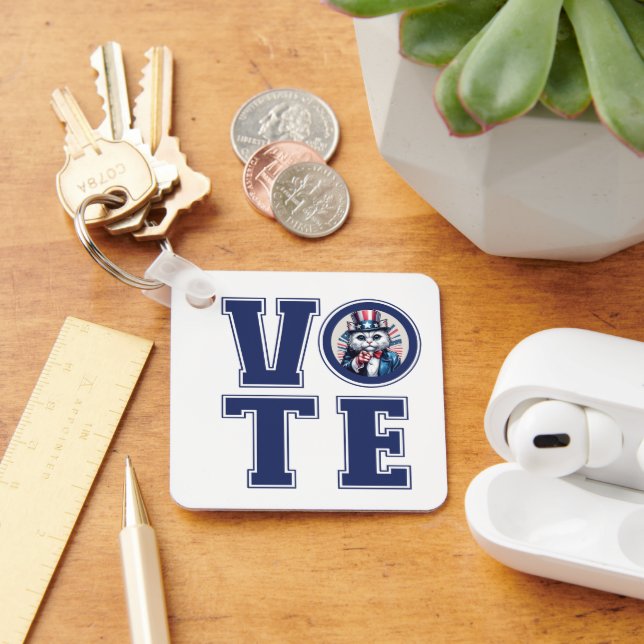 Cat Says Vote Keychain (Desk)