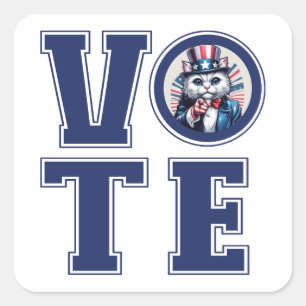 Cat Says Vote Square Sticker