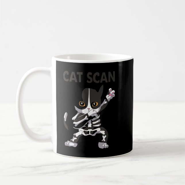 Cat Scan CT Scan Funny Cat X-Ray Pun Meme Rad Tech Coffee Mug (Left)