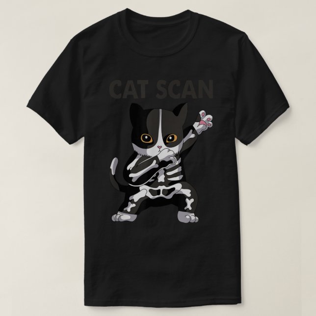 Cat Scan CT Scan Funny Cat X-Ray Pun Meme Rad Tech T-Shirt (Design Front)