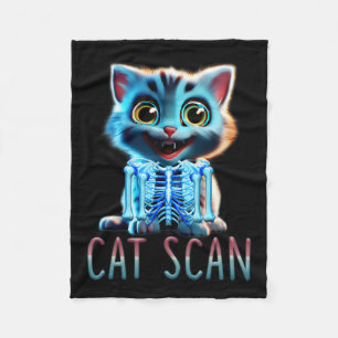 Cat Scan Ct Scan Halloween Cat X-ray Pun Meme Rad Fleece Blanket
