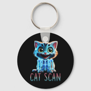 Cat Scan Ct Scan Halloween Cat X-ray Pun Meme Rad  Keychain