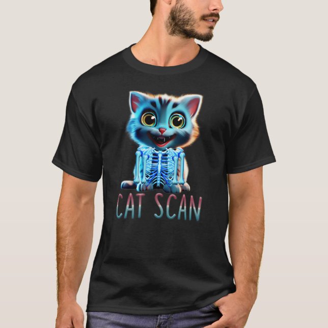 Cat Scan CT Scan Halloween Cat X-Ray Pun Meme Rad  T-Shirt (Front)