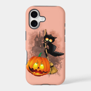 Cat Scared by Pumpkin Fun Halloween Character