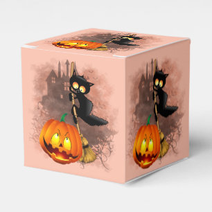 Cat Scared by Pumpkin Fun Halloween Character Favor Box
