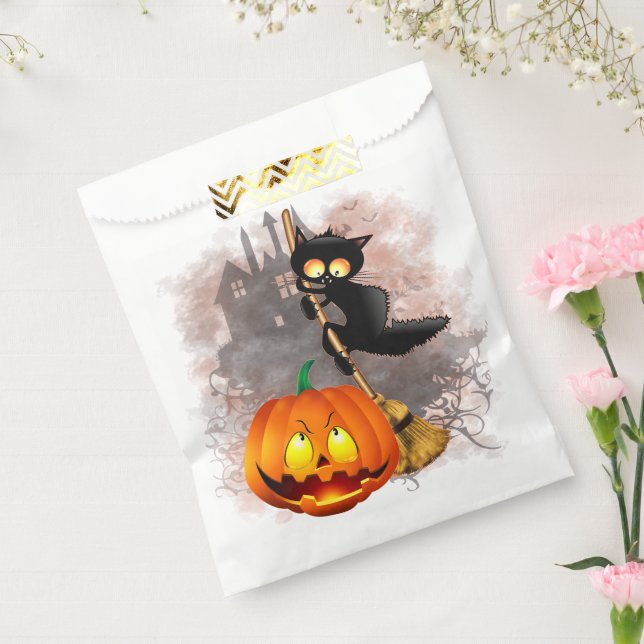 Cat Scared by Pumpkin Fun Halloween Character Favour Bag (Sealed)