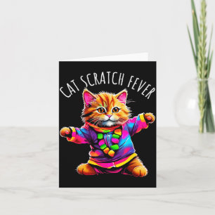 Cat Scratch Fever Funny Cute Colorful Dancing Cat  Card