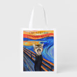 Cat Scream, Edward Munch. The parody is funny Reusable Grocery Bag