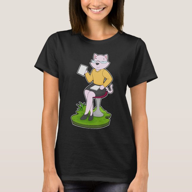 Cat Secretary Note T-Shirt (Front)