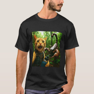 Cat Selfie Hiking with Giant Scorpion for Men Wome T-Shirt