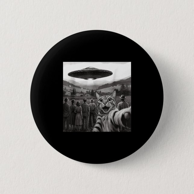 Cat Selfie People Watching An Alien Funny Cat For  2 Inch Round Button (Front)