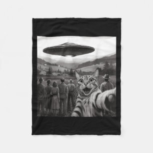 Cat Selfie People Watching An Alien Funny Cat For  Fleece Blanket