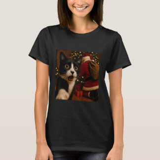 Cat Selfie Santa Christmas Festive Vibes T-Shirt