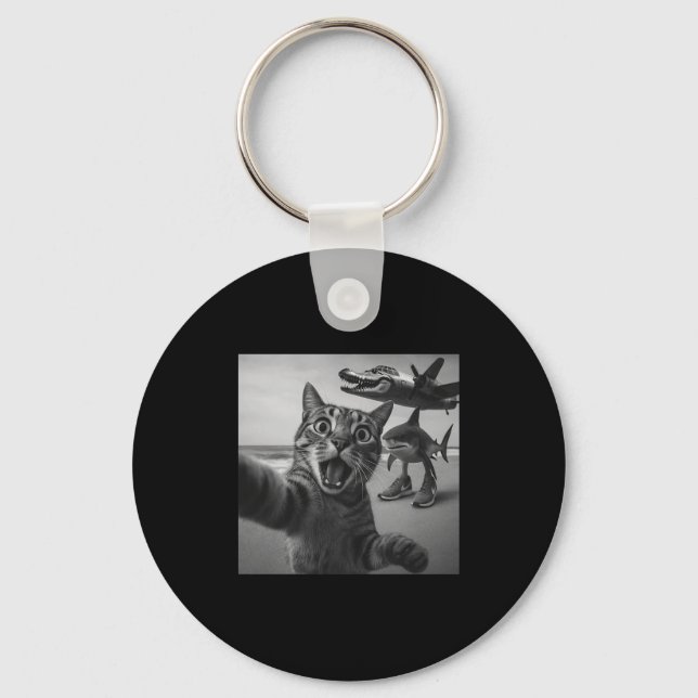 Cat Selfie Shark Crocodile Italian Brainrot Meme M Keychain (Front)