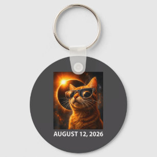 Cat Selfie Total Solar 2026 Eclipse August 12, 202 Keychain