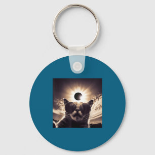 Cat Selfie Totality Total Solar Keychain