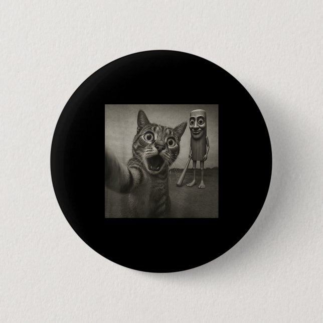 Cat Selfie Tung Tung Tung Sahur Italian Brainrot F 2 Inch Round Button (Front)