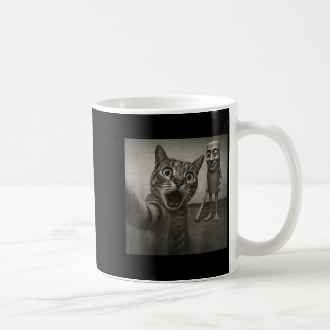 Cat Selfie Tung Tung Tung Sahur Italian Brainrot F Coffee Mug (Right)