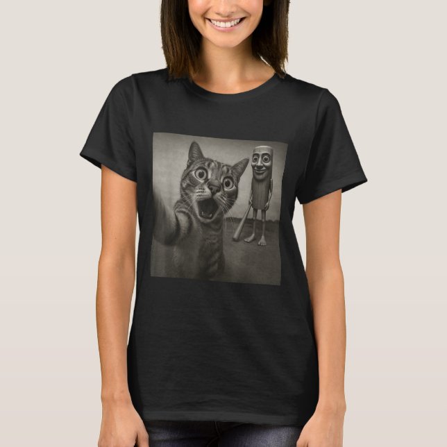 Cat Selfie Tung Tung Tung Sahur Italian Brainrot F T-Shirt (Front)