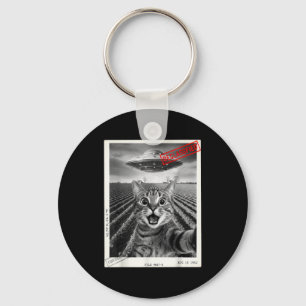 Cat Selfie Ufo Alien Funny Surprised Cat Meme Men  Keychain