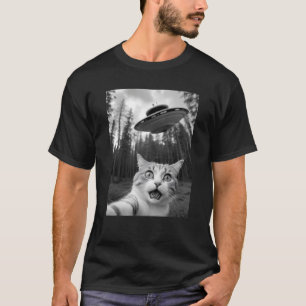 Cat Selfie UFO Tee Funny Alien Abduction Shirt