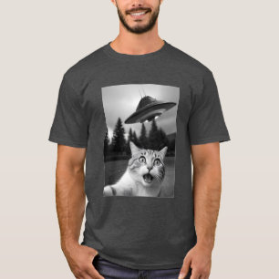 Cat Selfie UFO Tee Funny Alien Abduction Shirt