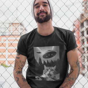 Cat Selfie UFO Tee Funny Alien Abduction Shirt