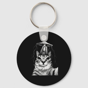 Cat selfie ufo vintage funny cats lover meme retro keychain