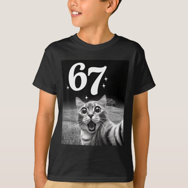 Cat Selfie With 67 Meme Funny Cats Graphic For Men T-Shirt (Front)