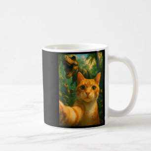 Cat Selfie With A T-rex Funny Dinosaur _2  Coffee Mug