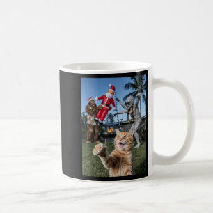 Cat Selfie With Alien And Bigfoot Christmas In Jul Coffee Mug