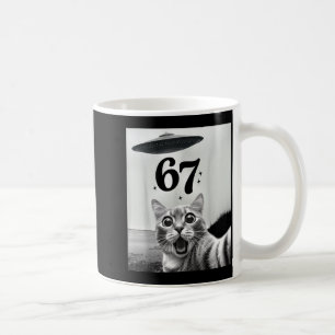 Cat Selfie With Alien Ufo And 67 Funny 6 7 For Men Coffee Mug