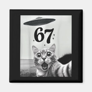 Cat Selfie With Alien Ufo And 67 Funny 6 7 For Men Magnet