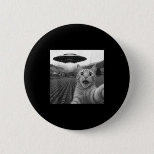 Cat Selfie With Alien Ufo Funny Cat For Men Women  2 Inch Round Button