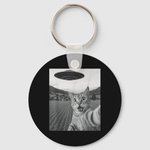 Cat Selfie With Alien Ufo Funny Cat Funny Alien Keychain