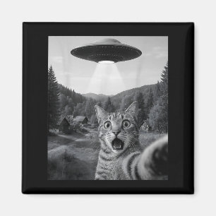 Cat Selfie With Alien Ufo Funny Cat Funny Ed Cat  Magnet