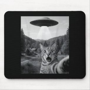 Cat Selfie With Alien Ufo Funny Cat Funny Ed Cat  Mouse Pad