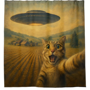 Cat Selfie With Alien UFO Funny Cat Gifts