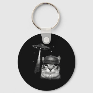 Cat Selfie With Alien Ufo Funny Cat Gifts For Men  Keychain