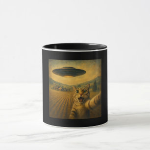 Cat Selfie With Alien UFO Funny Cat Gifts Mug