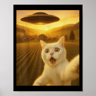Cat Selfie With Alien Ufo Funny Cats Gifts For Men Poster