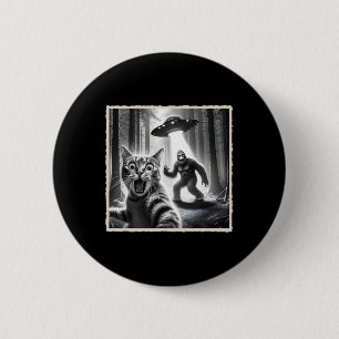 Cat Selfie With Bigfoot And Ufo Funny Sasquatch Ca 2 Inch Round Button