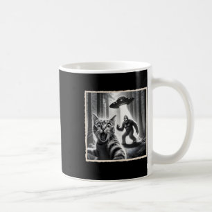 Cat Selfie With Bigfoot And Ufo Funny Sasquatch Ca Coffee Mug