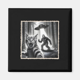 Cat Selfie With Bigfoot And Ufo Funny Sasquatch Ca Magnet